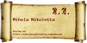 Mihola Nikoletta névjegykártya